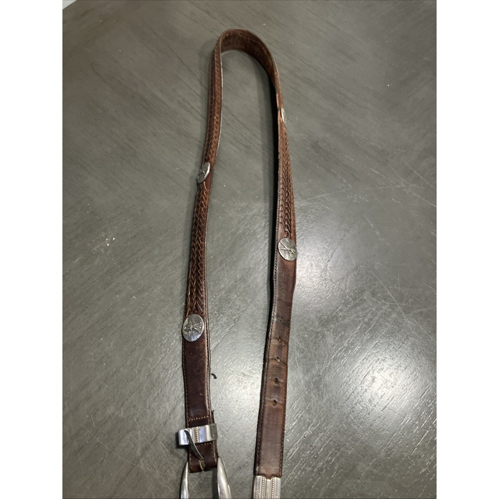 Onyx by Brighton Belt Mens 38 Leather Brown Black Golf Silver Buckle Classic